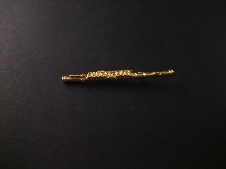 Dwarsfluit blaasinstrument goudkleurig